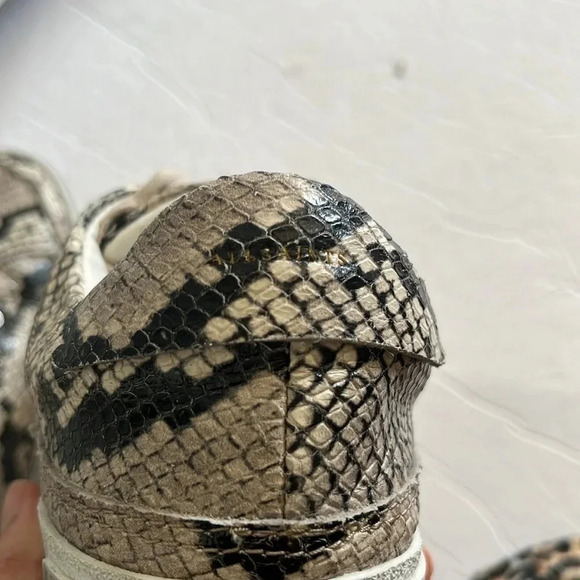AllSaints Trish Snakeskin Print Platform Sneakers Women’s 8 Beige - Picture 15 of 17